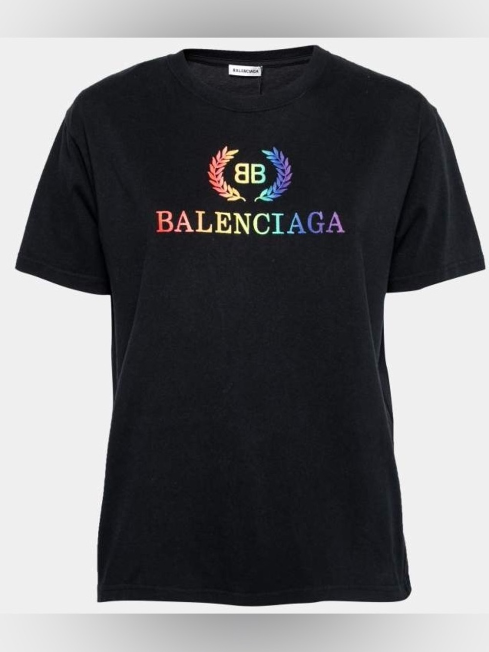 BALENCIAGA | Rainbow Logo-Embroidered Cotton T-Shirt - Picture 2 of 7